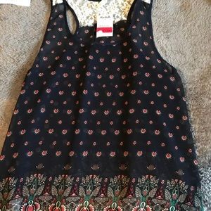 Sheer navy tank with floral